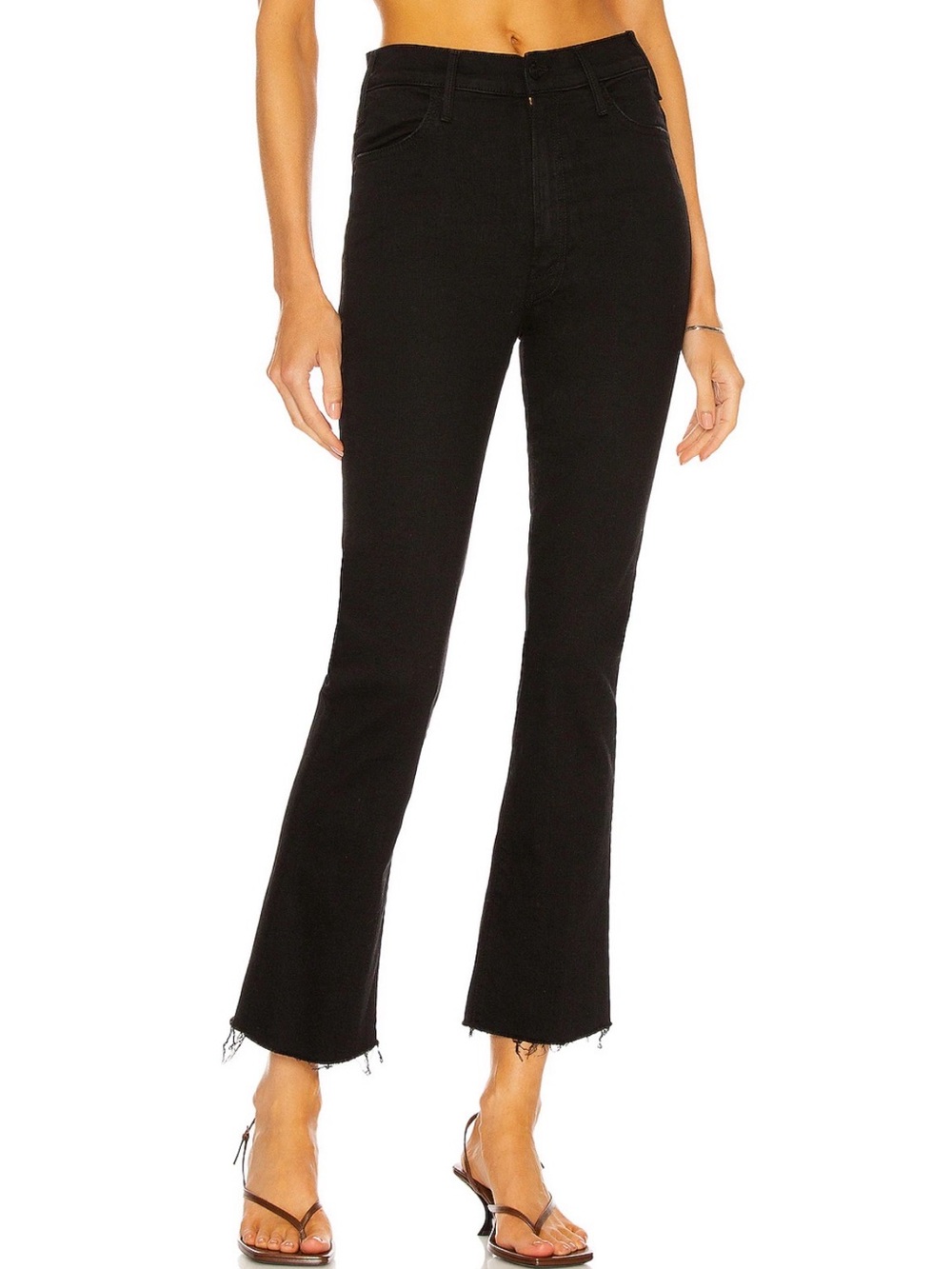MOTHER The Hustler Ankle Fray Jeans in Black | Size 29